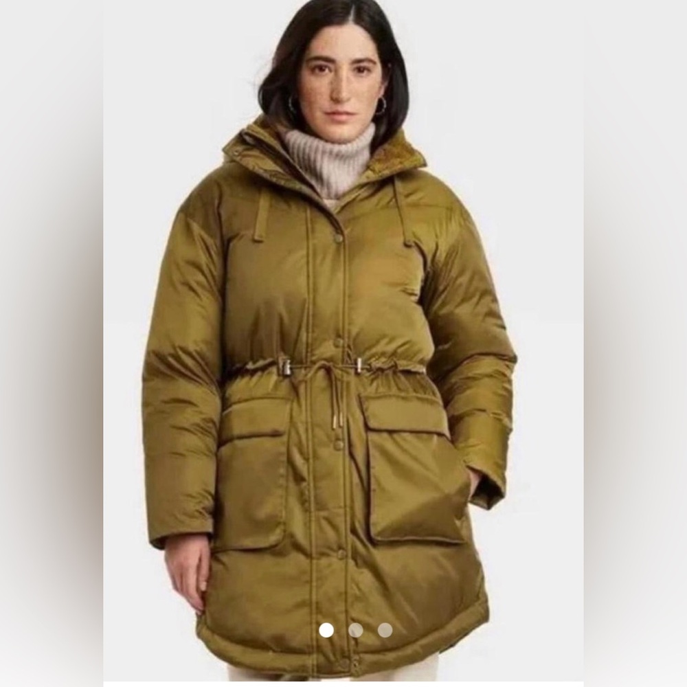 Universal threads green water resistant puffer jacket